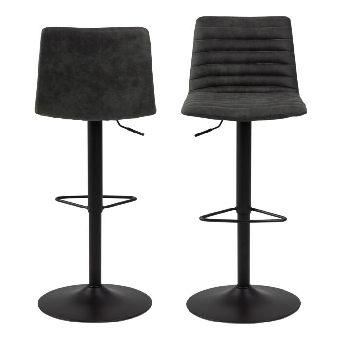 Kimmy Bar Stool In Grey Fabic Set Of 2