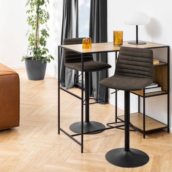 Kimmy Bar Stool In Grey Fabic Set Of 2