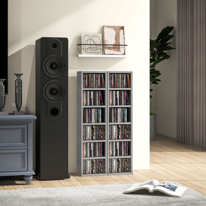 Homcom Set Of Two 102 Cd Storage Units - High Gloss Grey