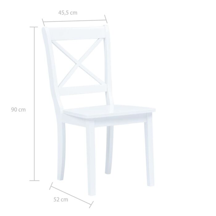 Vidaxl Dining Chairs 6 Pcs White Solid Rubber Wood