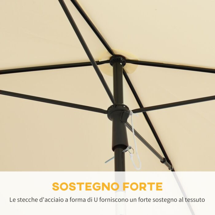 Outsunny Aluminium Sun Umbrella Parasol Patio Garden Rectangular Tilt 2m X 1.25m Beige