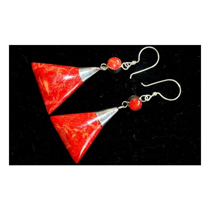 925 Silver Earrings - Triangle Double Drop