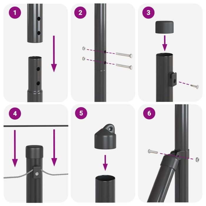Vidaxl Hexagon Fence Grey 1.2x50 M Steel, Vidaxl Fence Posts With Spike 13 Pcs Ø32 Mm 140 Cm Galvanised Steel