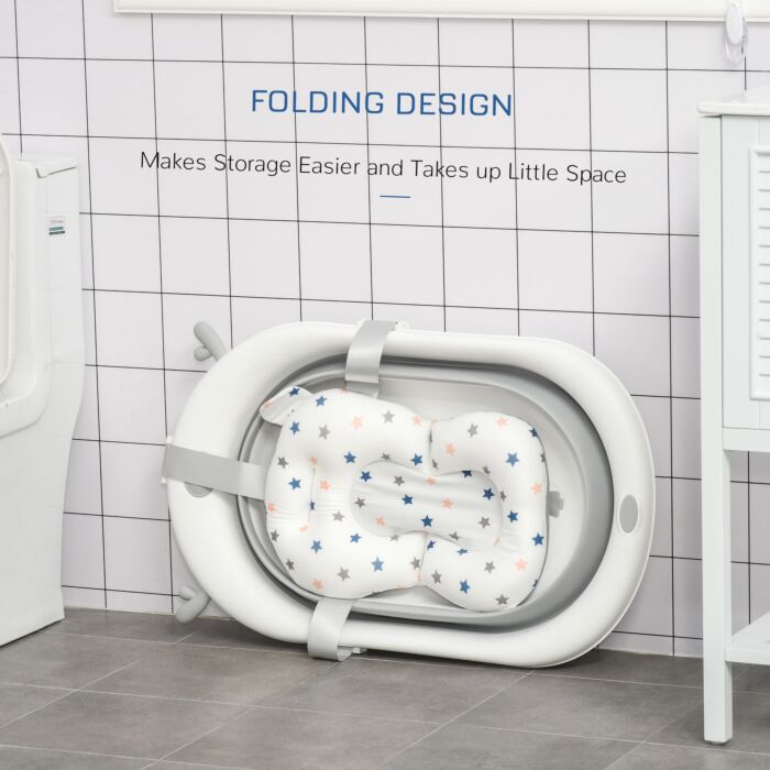 Homcom Foldable Portable Baby Bathtub W/ Baby Bath Temperature-induced Water Plug For 0-3 Years