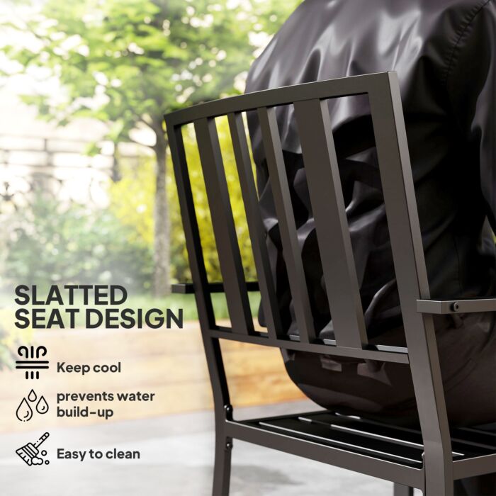 Outsunny Patio Dining Chairs With Metal Slatted Design, Black