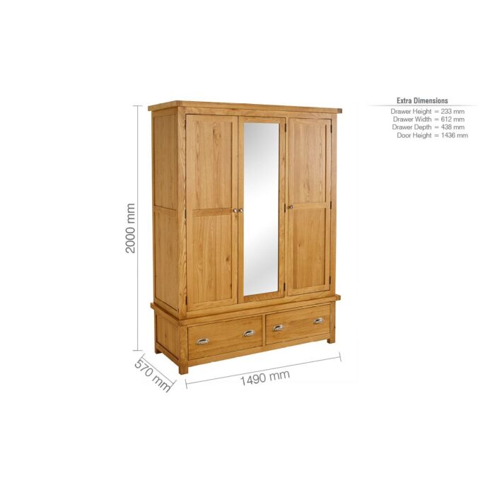Woburn 3 Door 2 Drawer Wardrobe Oak
