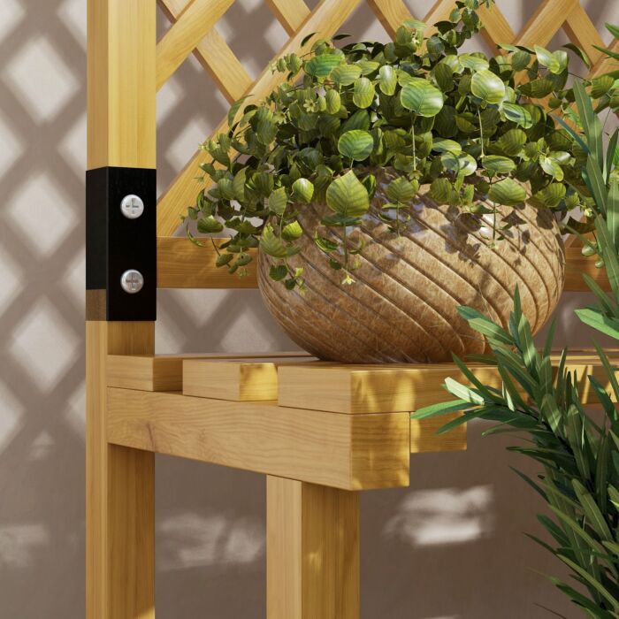 Outsunny Wooden Plant Stand With Trellis, Freestanding Raised Garden Bed For Climbing Plants, Planter Box To Grow Vegetables, Herbs And Flowers For Garden, Patio, Yellow