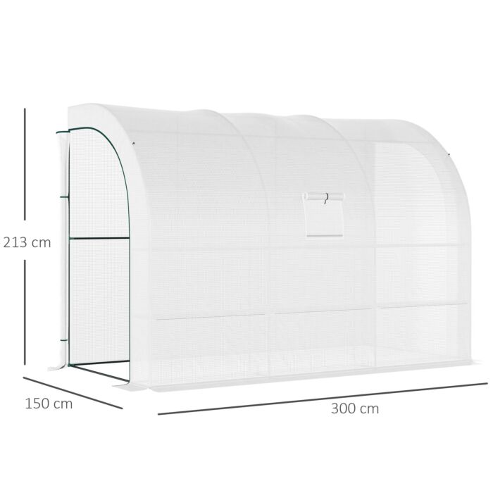 Outsunny Outdoor Walk-in Greenhouse, Plant Nursery With Zippered Doors, Pe Cover And 3-tier Shelves, White, 300 X 150 X 213 Cm