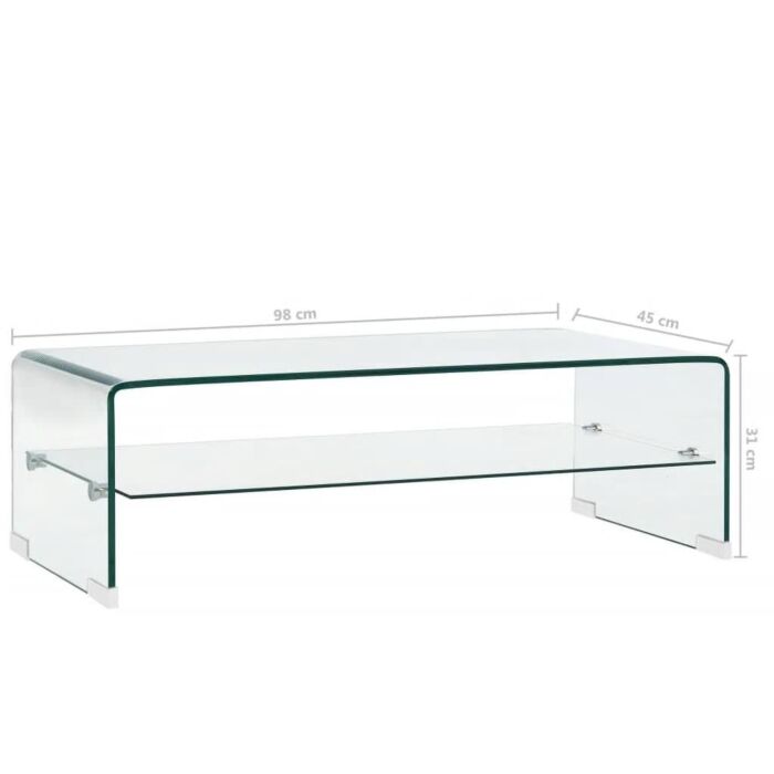 Vidaxl Coffee Table Clear 98x45x31 Cm Tempered Glass