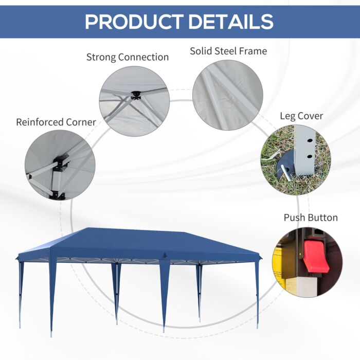 Outsunny 6 X 3(m) Garden Large Gazebo Canopy Waterproof Outdoor Party Tent Marquee