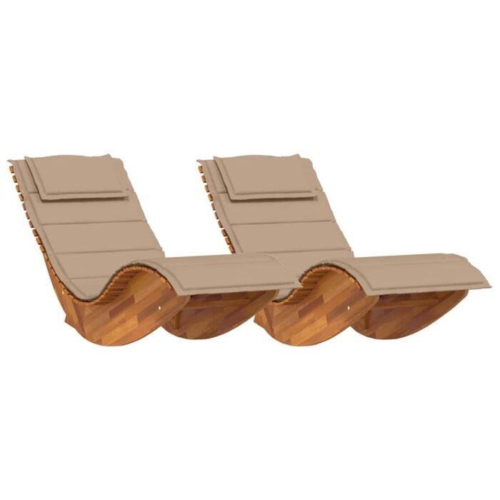 Vidaxl Sun Lounger Set Of 2 Taupe Solid Acacia Wood Standard Ergonomic