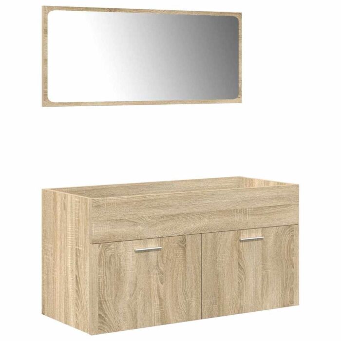 Vidaxl 5 Piece Bathroom Furniture Set Sonoma Oak Engineered Wood