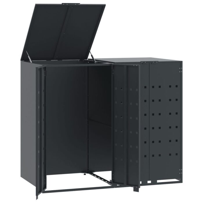 Vidaxl Wheelie Bin Storage For 2 Bins Anthracite 138x79x117 Cm Steel