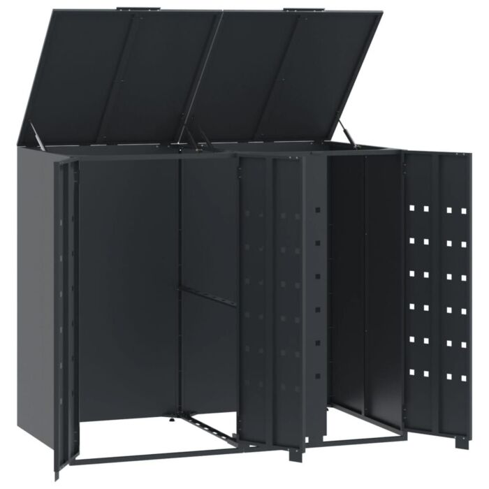 Vidaxl Wheelie Bin Storage For 2 Bins Anthracite 138x79x117 Cm Steel