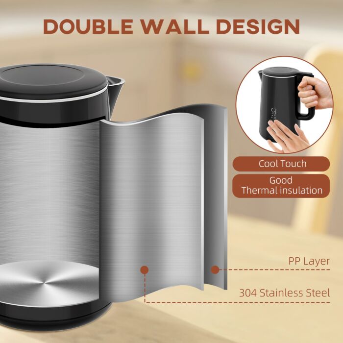 Homcom Kettle And Toaster Set, 1.5l 3000w Fast Boil Kettle With Insulation & 2 Slice Toaster Kitchen Set With 7 Level Browning Controls, Defrost, Reheat And Crumb Tray, Black