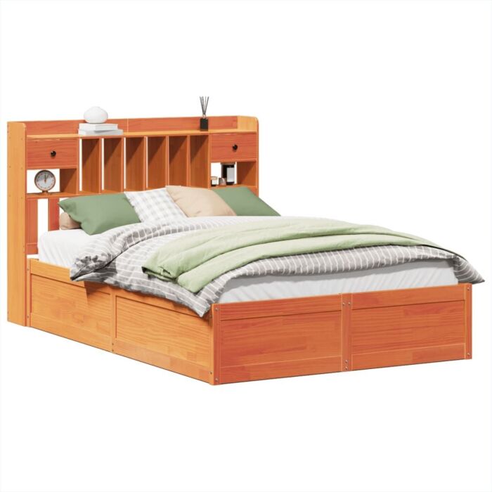 Vidaxl Bed Frame Without Mattress Wax Brown 150x200 Cm King Size Solid Wood Pine