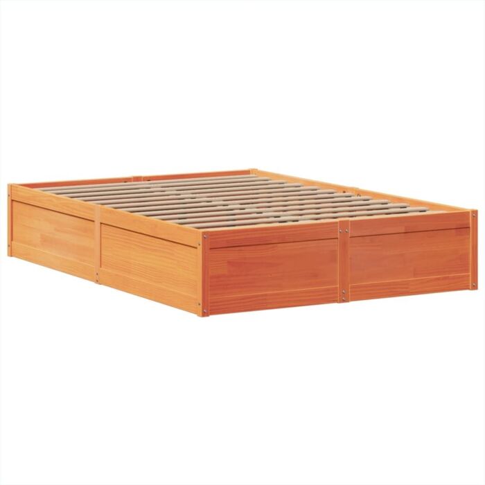 Vidaxl Bed Frame Without Mattress Wax Brown 150x200 Cm King Size Solid Wood Pine