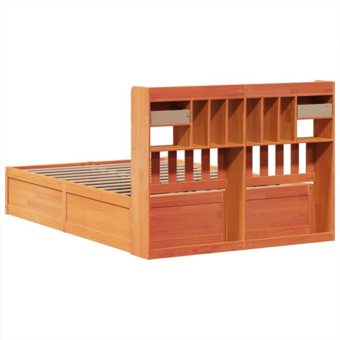 Vidaxl Bed Frame Without Mattress Wax Brown 150x200 Cm King Size Solid Wood Pine