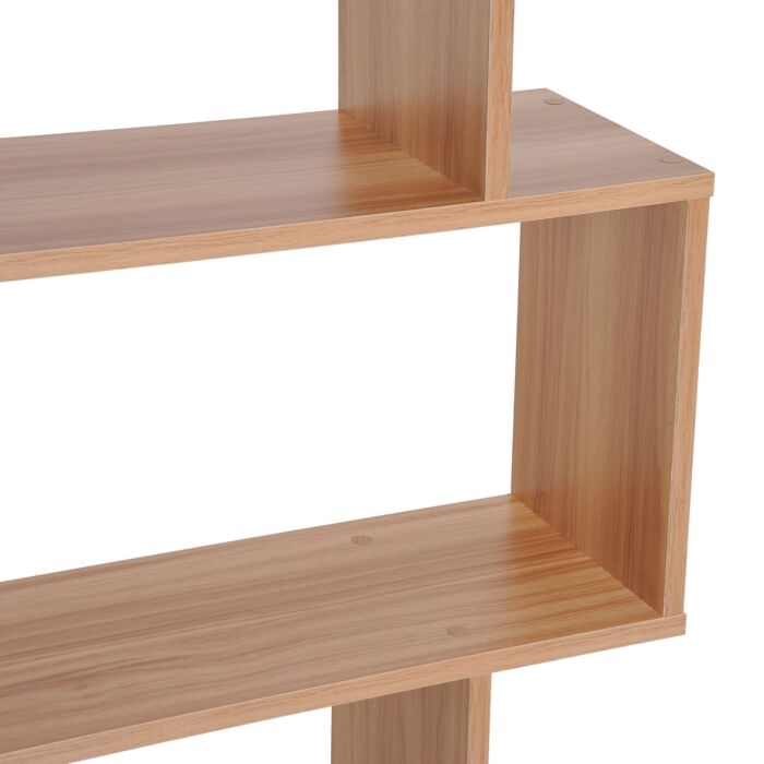 Homcom Wooden Wood S Shape Storage Display 6 Shelves Room Divider Unit Chest Bookshelf Bookcase Cupboard Cabinet Home Office Furniture (maple)