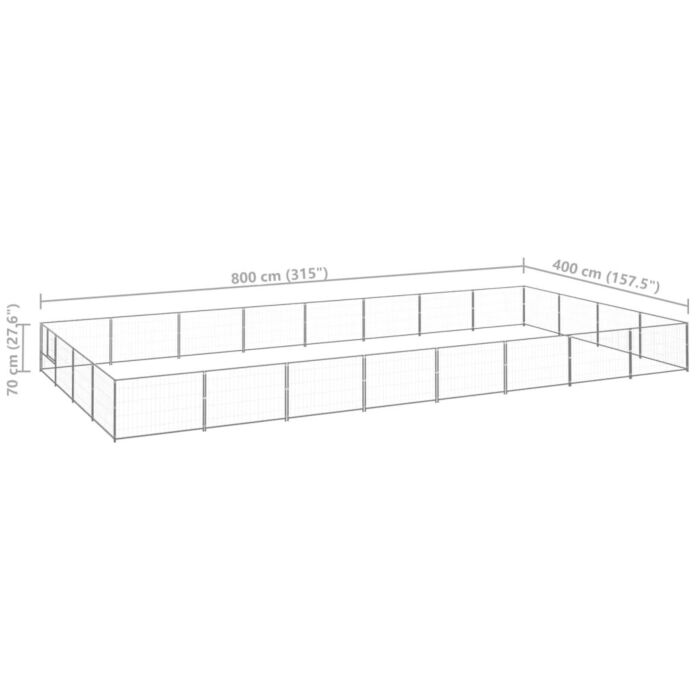 Vidaxl Dog Kennel Silver 32 M² Steel