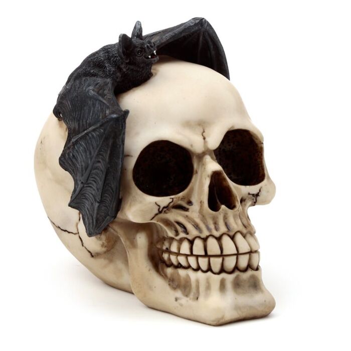 Gothic Skull Decoration - Skull Head With Bat