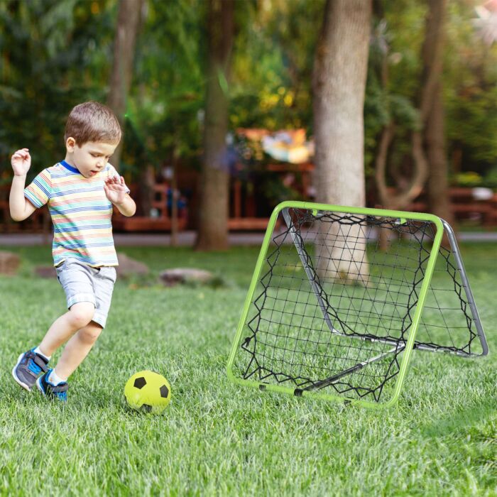 Homcom Football Training Net, Soccer Kickback Target Goal Both Side Rebounder Net, Adjustable Angle Goal Training Set For Kids And Children, Backyard