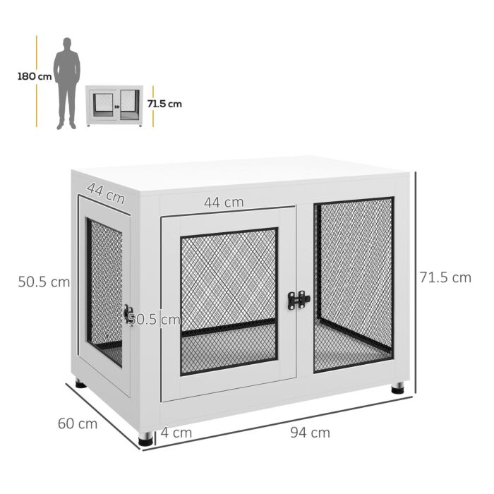Pawhut 2-in-1 Dog Cage & Side Table, With Two Doors, Cushion, For Large Dogs