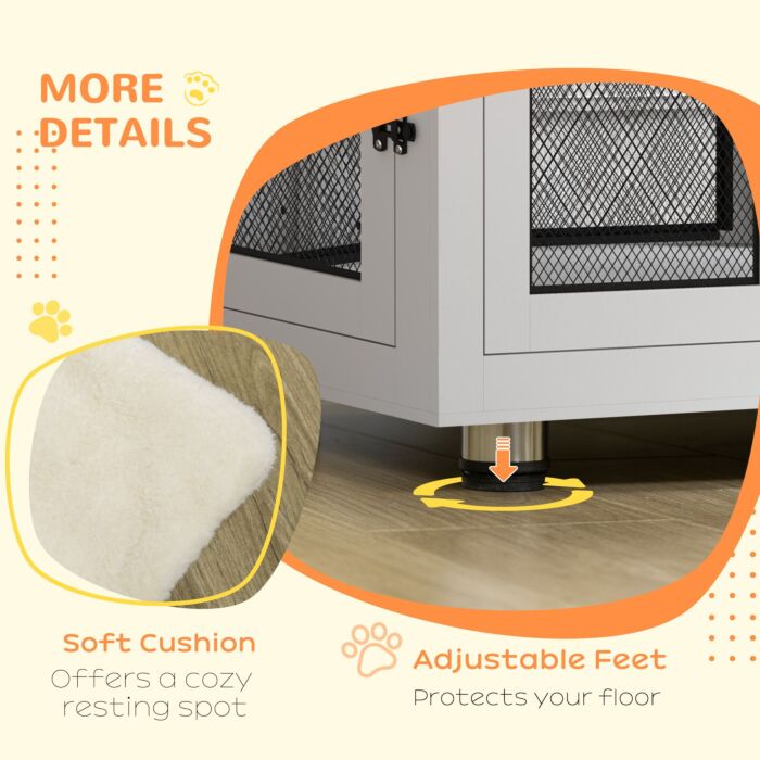 Pawhut 2-in-1 Dog Cage & Side Table, With Two Doors, Cushion, For Large Dogs