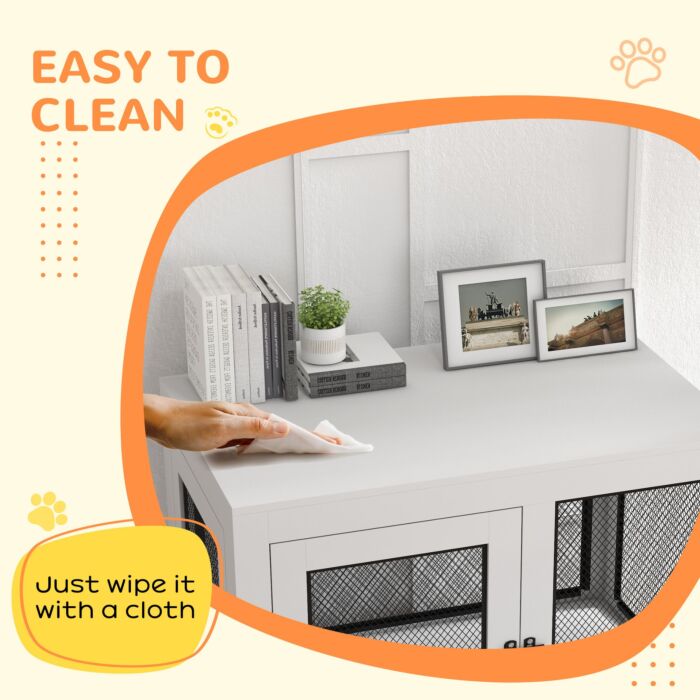 Pawhut 2-in-1 Dog Cage & Side Table, With Two Doors, Cushion, For Large Dogs