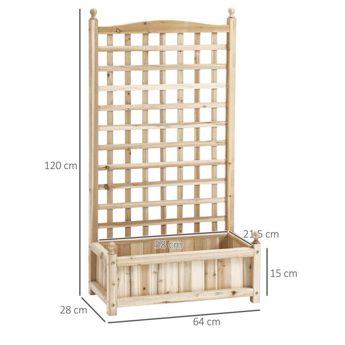 Outsunny Garden Planters With Trellis For Climbing Vines, Wood Raised Beds, Flower Pot, Natural