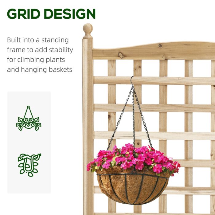 Outsunny Garden Planters With Trellis For Climbing Vines, Wood Raised Beds, Flower Pot, Natural