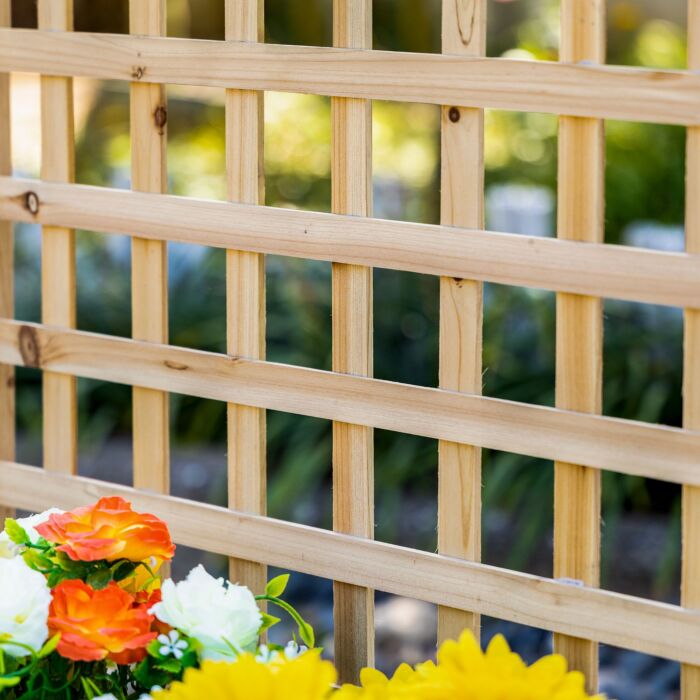 Outsunny Garden Planters With Trellis For Climbing Vines, Wood Raised Beds, Flower Pot, Natural