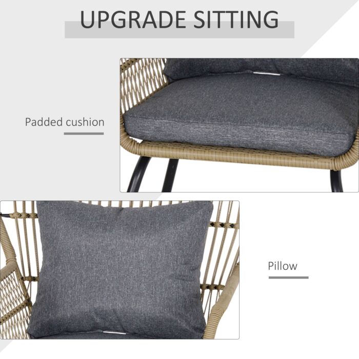 Outsunny 2 Seater Outdoor Patio Bistro Set, Wicker Rattan Furniture 2 Chairs 1 Coffee Table With Metal Legs For Garden, Backyard, Deck, Coffee