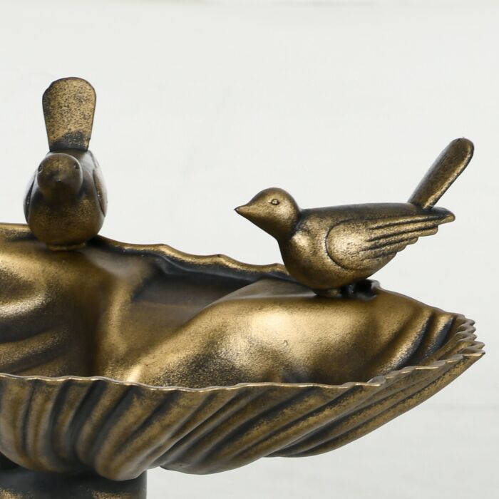 Outsunny 81cm Tall Bird Bath With 2 Decorative Birds, Vintage Style Birdbath With Flower Planter Base, Bird Bath Bowl For Garden, Bronze Tone