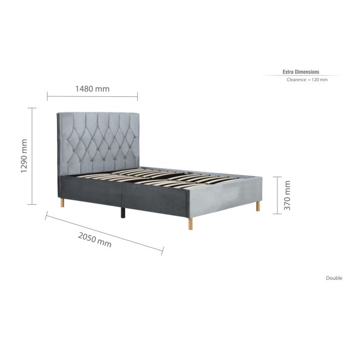 Loxley Double Bed Grey