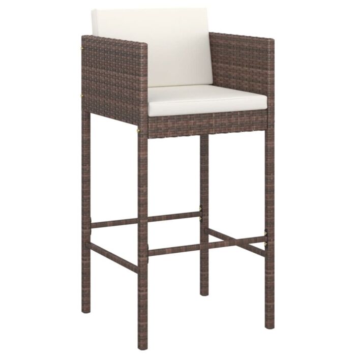 Vidaxl 5 Piece Garden Bar Set With Cushions Poly Rattan Brown