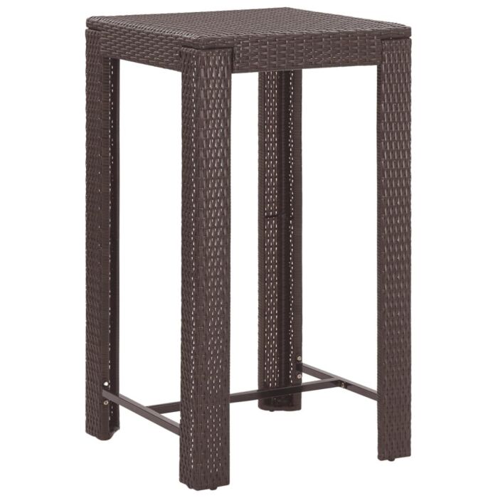 Vidaxl 5 Piece Garden Bar Set With Cushions Poly Rattan Brown