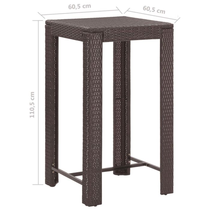 Vidaxl 5 Piece Garden Bar Set With Cushions Poly Rattan Brown