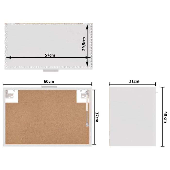 Vidaxl Hanging Cabinet High Gloss White 60x31x40 Cm Engineered Wood
