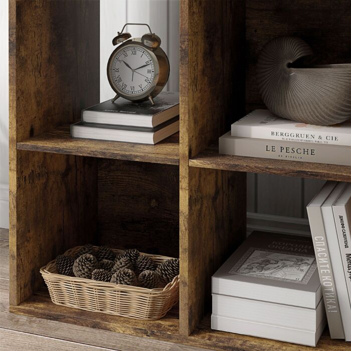Homcom 3-tier 6 Cubes Storage Unit Particle Board Cabinet Bookcase Organiser Home Office Shelves Rustic Brown
