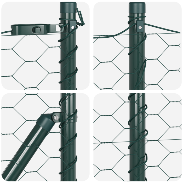 Vidaxl Hexagon Fence Green 1x50 M Steel, Vidaxl Fence Posts With Spike 13 Pcs Ø32 Mm 120 Cm Galvanised Steel