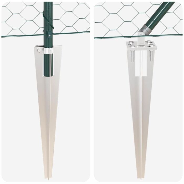 Vidaxl Hexagon Fence Green 1x50 M Steel, Vidaxl Fence Posts With Spike 13 Pcs Ø32 Mm 120 Cm Galvanised Steel