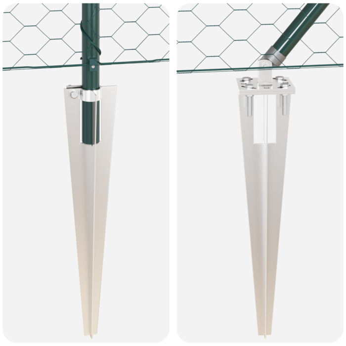 Vidaxl Hexagon Fence Green 1x50 M Steel, Vidaxl Fence Posts With Spike 13 Pcs Ø32 Mm 120 Cm Galvanised Steel