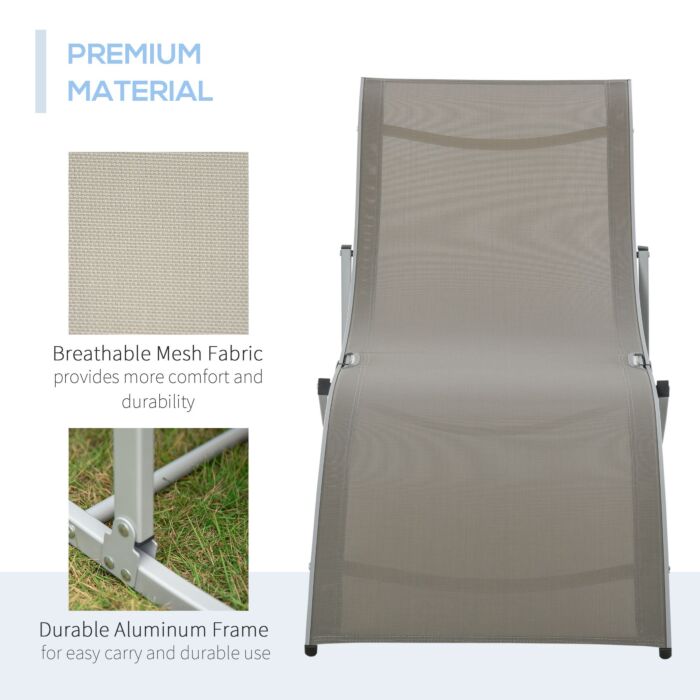 Outsunny Set Of 2 S-shaped Foldable Lounge Chair Sun Lounger Reclining Outdoor Chair For Patio Beach Garden Light Grey