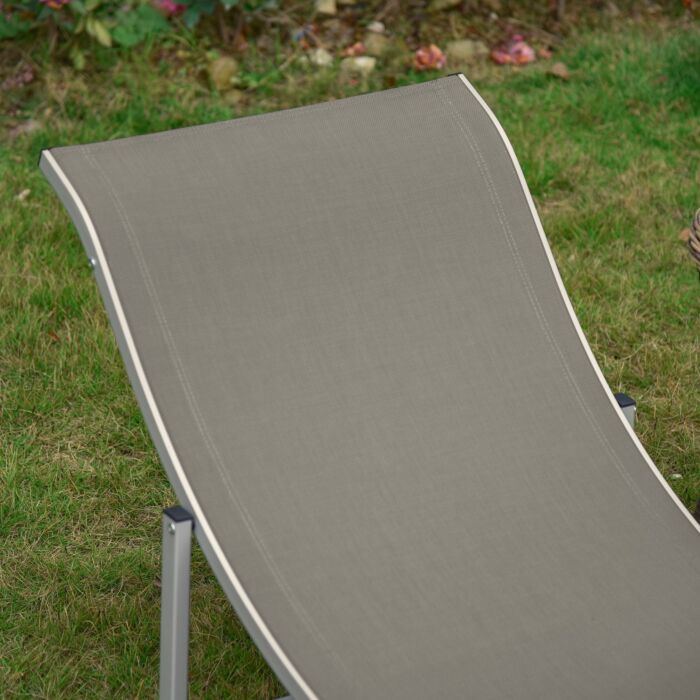 Outsunny Set Of 2 S-shaped Foldable Lounge Chair Sun Lounger Reclining Outdoor Chair For Patio Beach Garden Light Grey