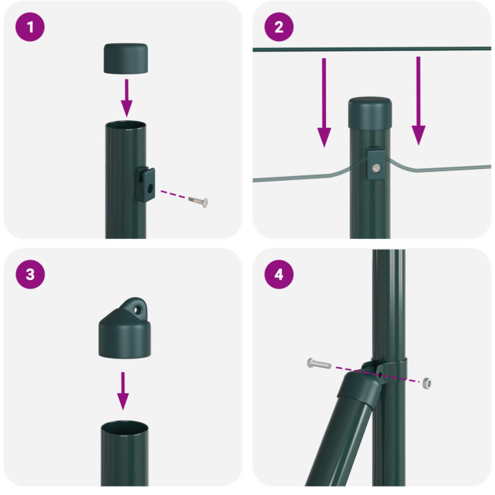 Vidaxl Hexagon Fence Green 0.8x50 M Steel, Vidaxl Fence Posts With Spike 13 Pcs Ø32 Mm 100 Cm Galvanised Steel