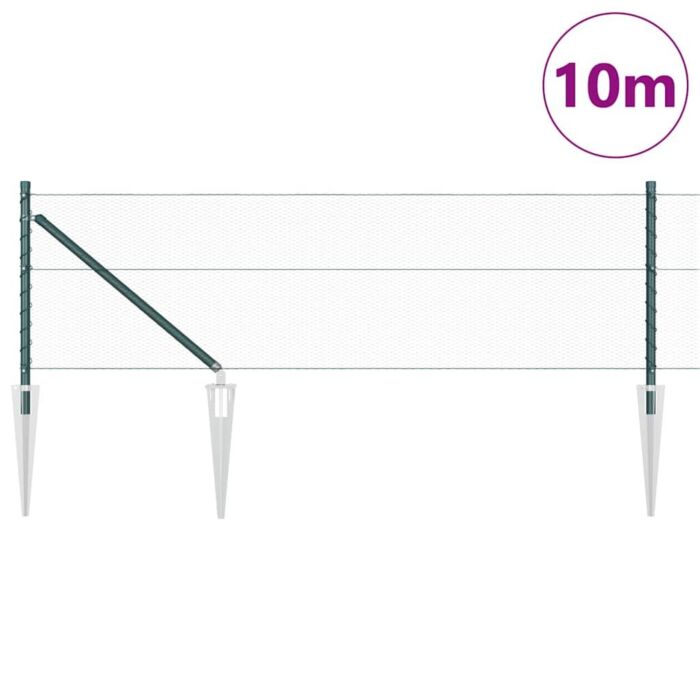 Vidaxl Hexagon Fence Green 0.8x50 M Steel, Vidaxl Fence Posts With Spike 13 Pcs Ø32 Mm 100 Cm Galvanised Steel
