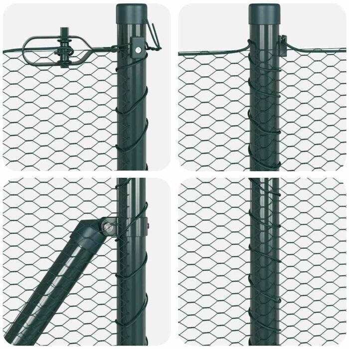 Vidaxl Hexagon Fence Green 0.8x50 M Steel, Vidaxl Fence Posts With Spike 13 Pcs Ø32 Mm 100 Cm Galvanised Steel