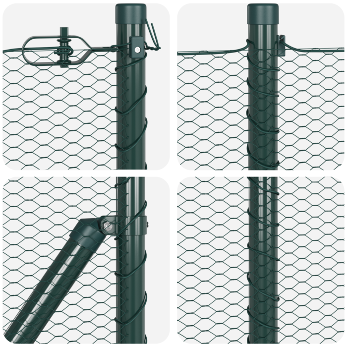 Vidaxl Hexagon Fence Green 0.8x50 M Steel, Vidaxl Fence Posts With Spike 13 Pcs Ø32 Mm 100 Cm Galvanised Steel