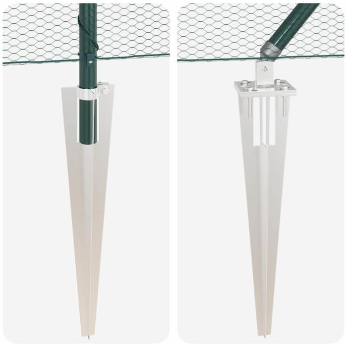 Vidaxl Hexagon Fence Green 0.8x50 M Steel, Vidaxl Fence Posts With Spike 13 Pcs Ø32 Mm 100 Cm Galvanised Steel